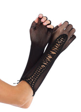 Ellenbogenlange Netzhandschuhe